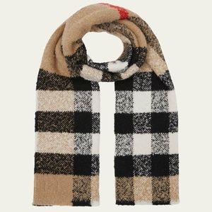 Burberry Jumbo Boucle Half Mega Check Cashmere Blend Scarf